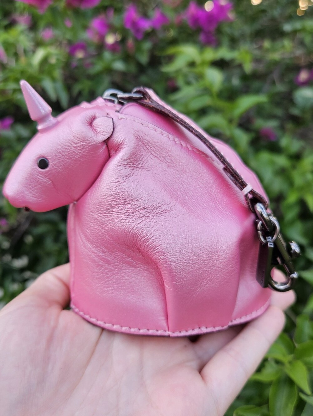 Coach Pink Leather Unicorn Coin Purse Pouch Keychain Charm Glove Tanned Rare